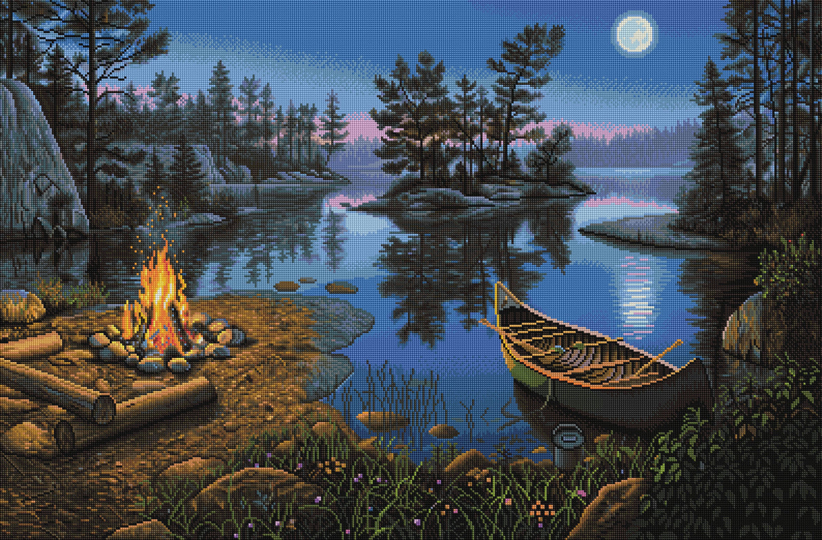 Diamond Painting Moonlight Bay 39" x 25.6" (99cm x 65cm) / Square With 50 Colors Including 2 ABs / 103,617