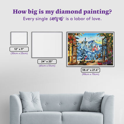 Diamond Painting Mountain Castle 38.6" x 27.6″ (98cm x 70cm) / Square with 56 Colors including 2 ABs / 107,476