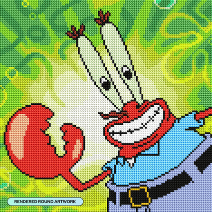 Diamond Painting Mr. Krabs 13" x 13" (32.2cm x 32.2cm) / Round With 20 Colors including 1 AB and 1 Fairy Dust Diamond / 13,689