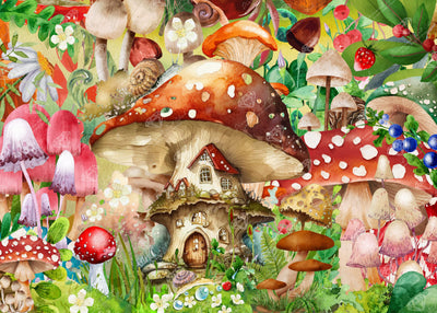 Diamond Painting Mushroom Forest 35.8" x 25.6" (91cm x 65cm) / Square with 62 Colors including 2 ABs and 3 Fairy Dust Diamonds / 95,265