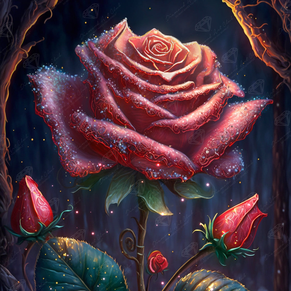 Diamond Painting Mystic Rose 17.3" x 17.3" (43cm x 43cm) / Square with 44 Colors including 3 ABs and 1 Fairy Dust Diamonds / 29,584