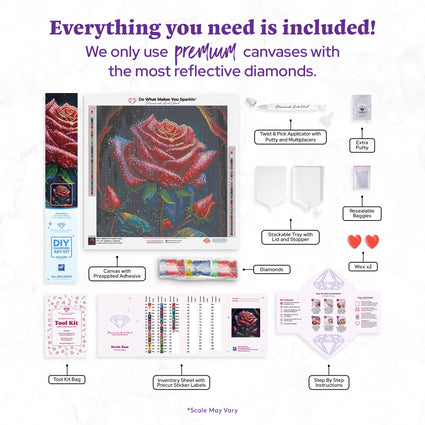 Diamond Painting Mystic Rose 17" x 17" (42.8cm x 42.8cm) / Square with 44 Colors including 3 ABs and 1 Fairy Dust Diamond / 29,584