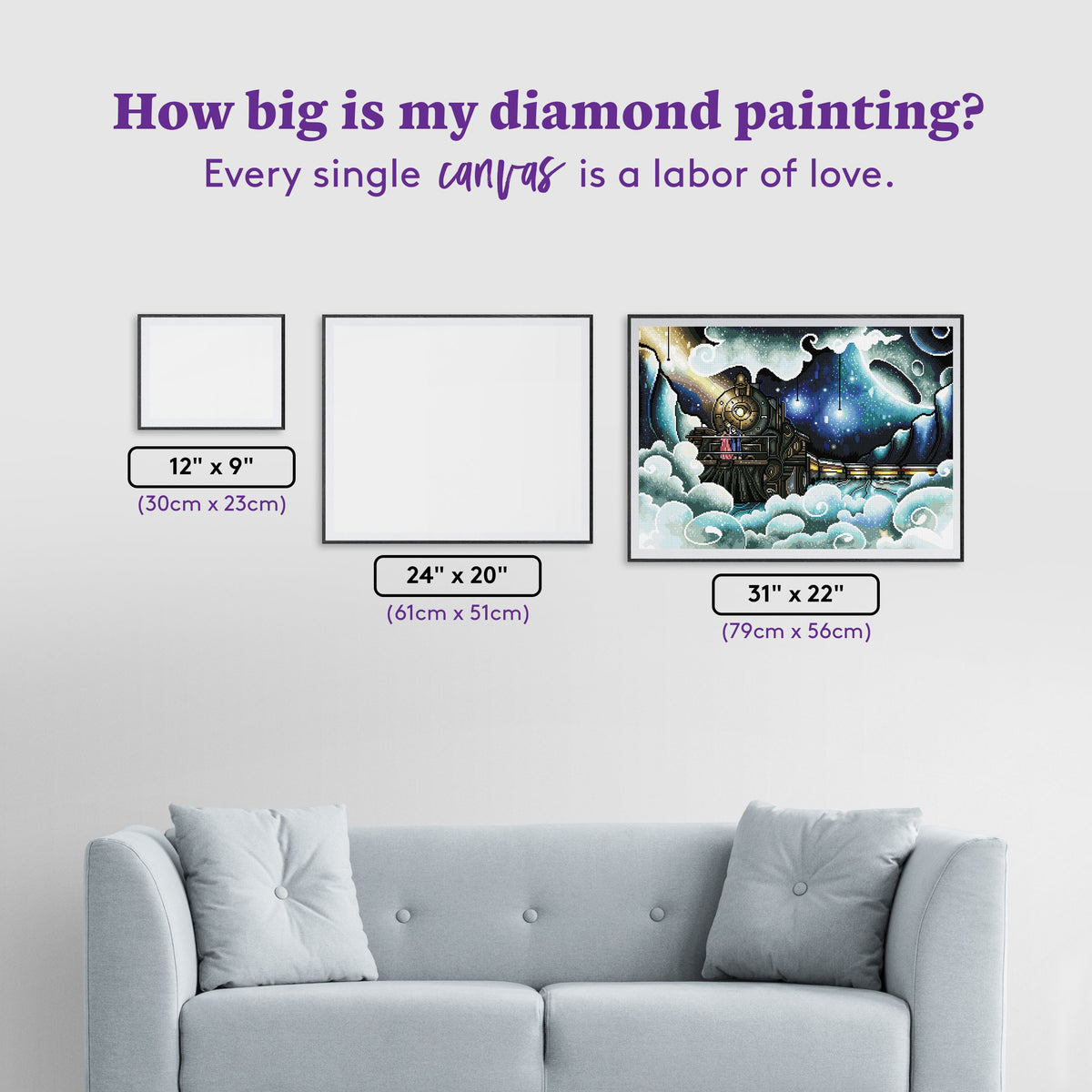 Diamond Painting Night on the Polar Express™ 31" x 22" (79cm x 56cm) / Square With 56 Colors Including 3 ABs / 68,952