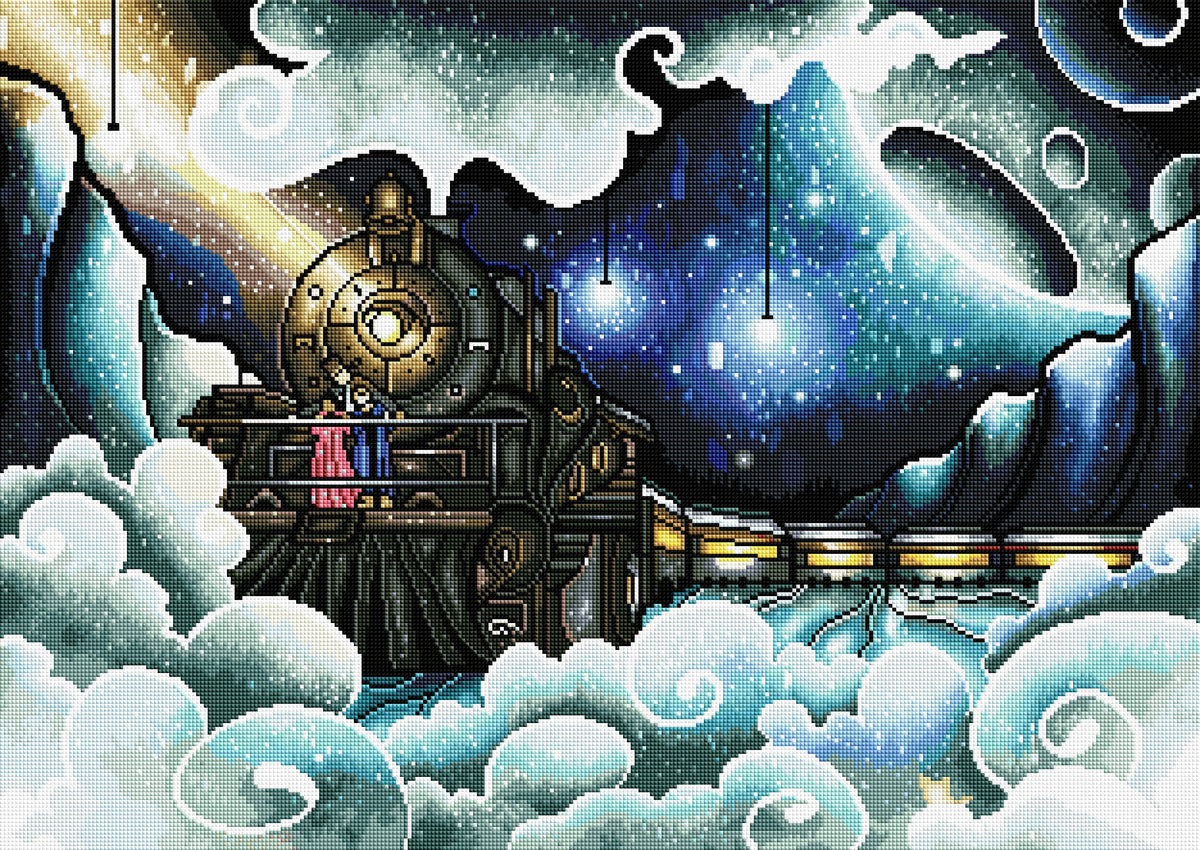 Diamond Painting Night on the Polar Express™ 31" x 22" (79cm x 56cm) / Square With 56 Colors Including 3 ABs / 68,952