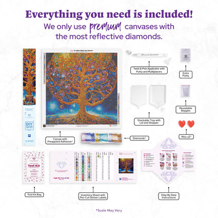 Diamond Painting Night Sky Tree of Life 27.6" x 27.6" (70cm x 70cm) / Square with 53 Colors including 2 ABs and 4 Fairy Dust Diamonds / 78,961