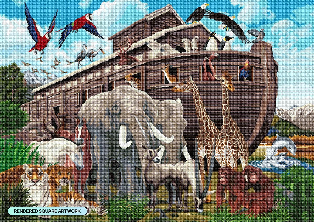 Diamond Painting Noah's Ark 39" x 27.6" (98.8cm x 69.9cm) / Square with 70 Colors including 2 ABs and 3 Fairy Dust Diamonds / 111,557