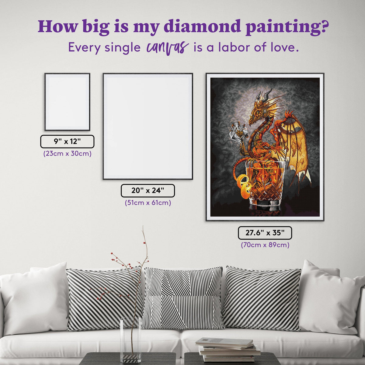 Diamond Painting Old Fashioned Dragon 27.6" x 35" (70cm x 89cm) / Square with 43 Colors including 3 ABs and 1 Electro Diamonds and 1 Fairy Dust Diamonds and 1 Iridescent Diamonds / 100,317