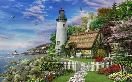 Diamond Painting Old Sea Cottage 44.1" x 27.6″ (112cm x 70cm) / Square with 60 Colors including 2 ABs / 122,984