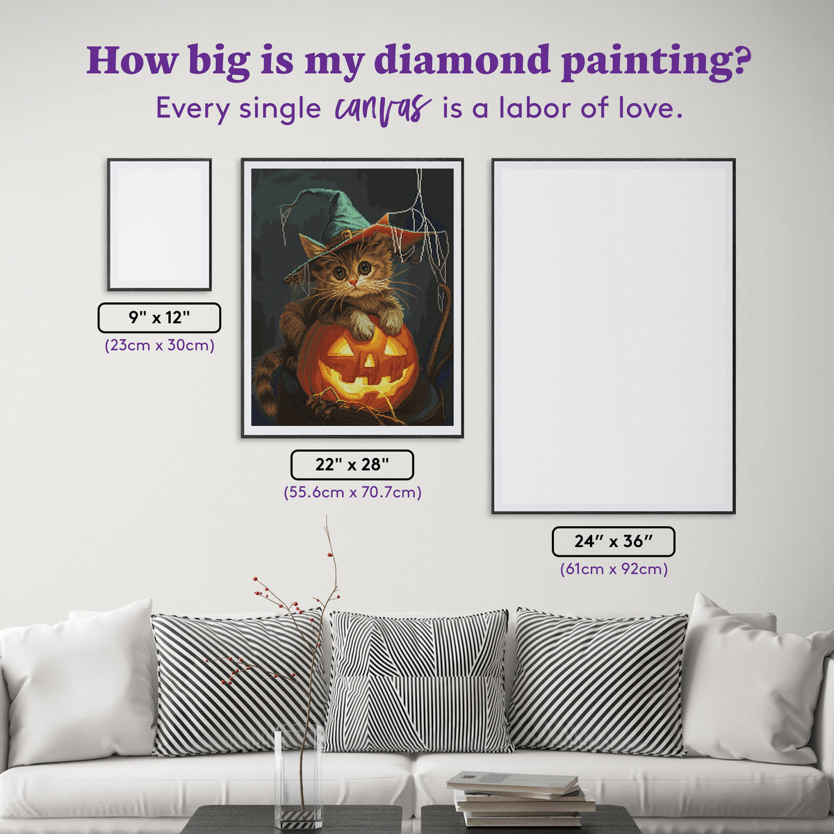 Diamond Painting Orange Kitten Glow 22" x 28" (55.6cm x 70.7cm) / Round with 40 Colors including 3 ABs and 3 Fairy Dust Diamonds / 51,914