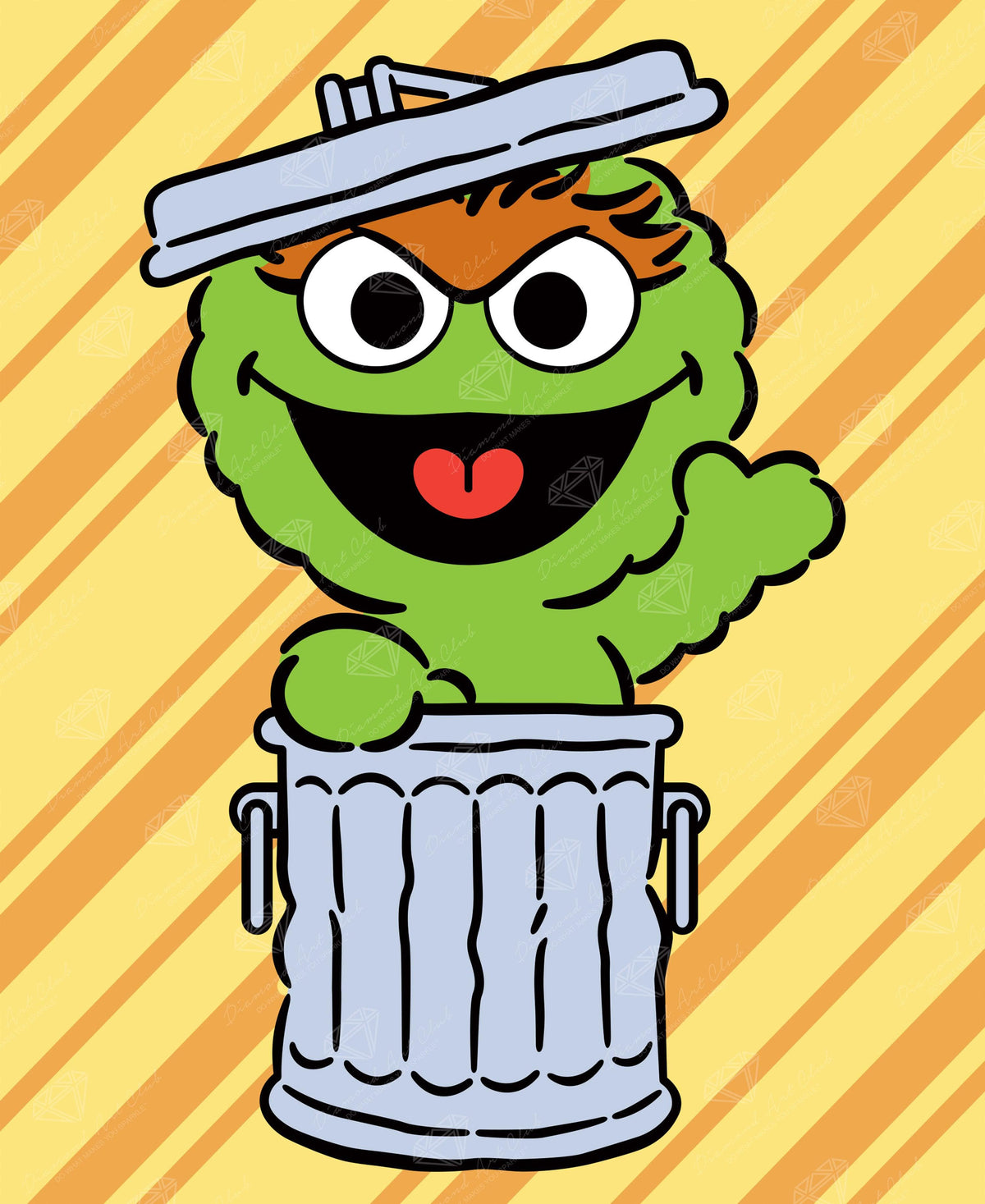 Diamond Painting Oscar the Grouch™ 9" x 11" (22.7cm x 27.7cm) / Round with 8 Colors including 1 Glow in the Dark Diamonds and 1 Fairy Dust Diamonds / 8,019