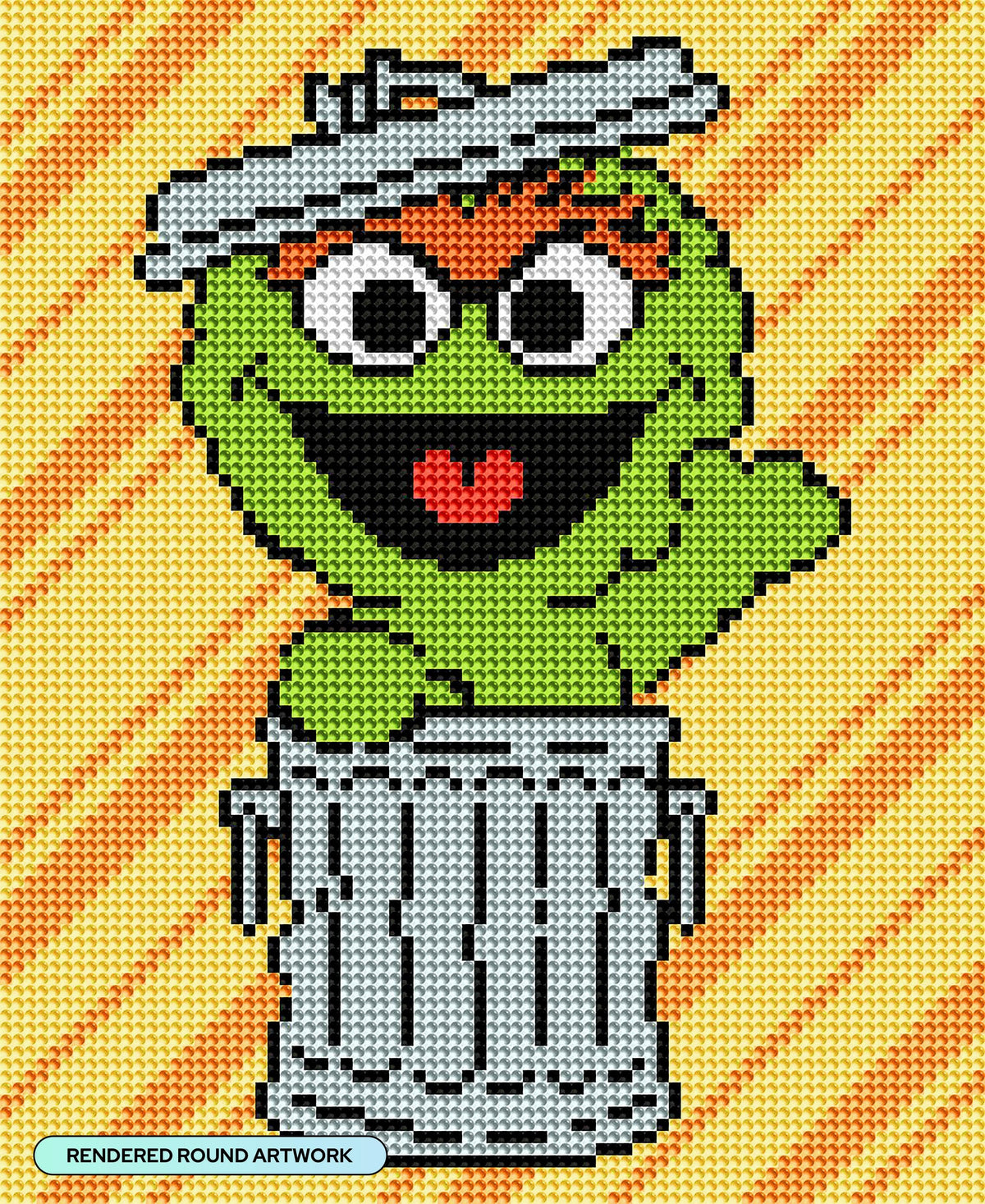 Diamond Painting Oscar the Grouch™ 9" x 11" (22.7cm x 27.7cm) / Round with 8 Colors including 1 Glow in the Dark Diamonds and 1 Fairy Dust Diamonds / 8,019