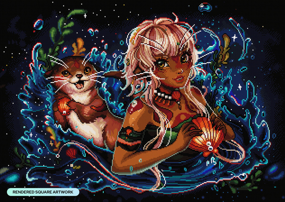 Diamond Painting Otter Spirit 31" x 22" (78.7cm x 55.8cm) / Square with 62 Colors including 3 ABs and 3 Fairy Dust Diamonds / 70,784