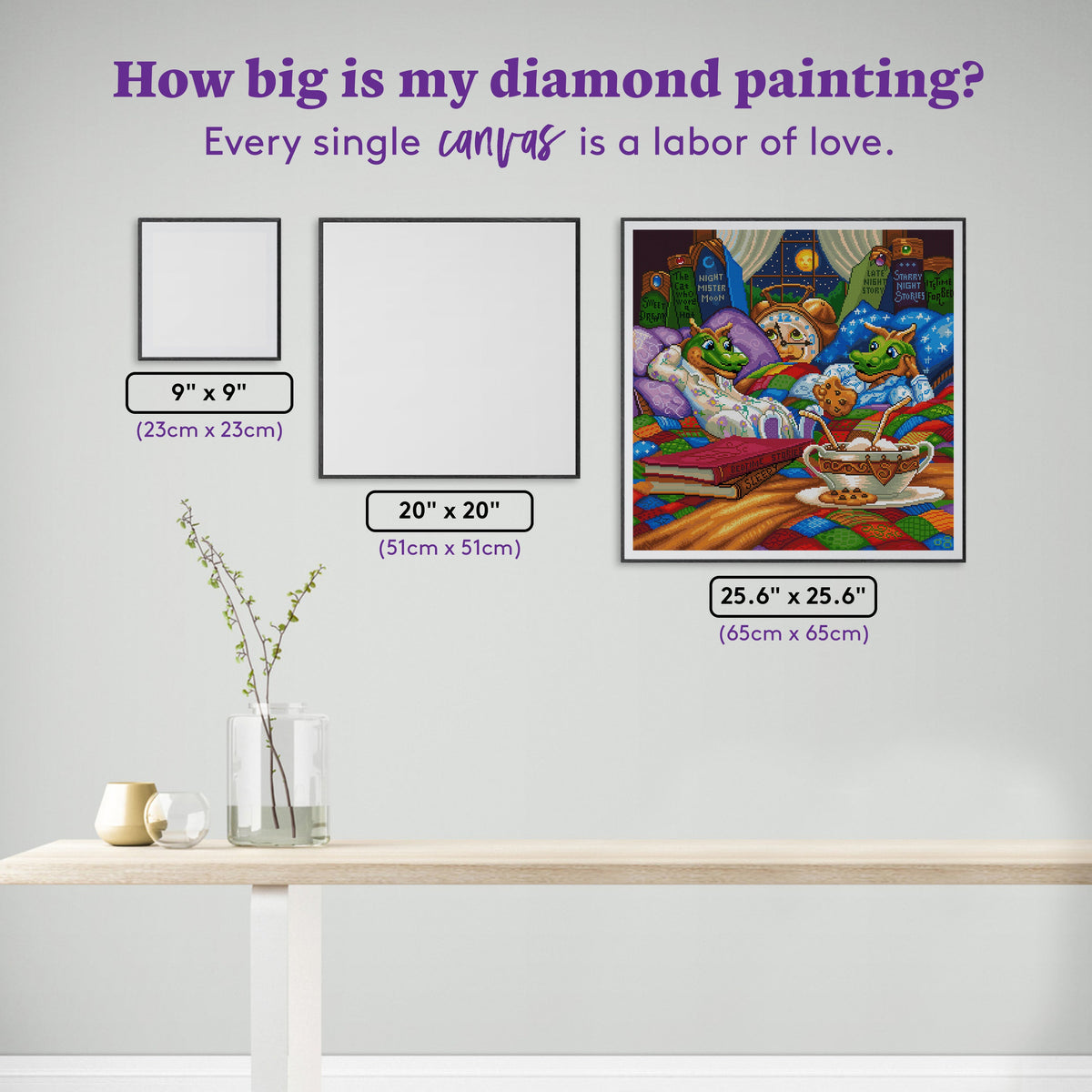 Diamond Painting Pajama Time 25.6" x 25.6" (65cm x 65cm) / Square with 66 Colors including 5 ABs / 68,120