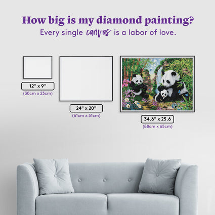 Diamond Painting Panda Valley 34.6" x 25.6″ (88cm x 65cm) / Square with 62 Colors including 3 ABs / 90,039