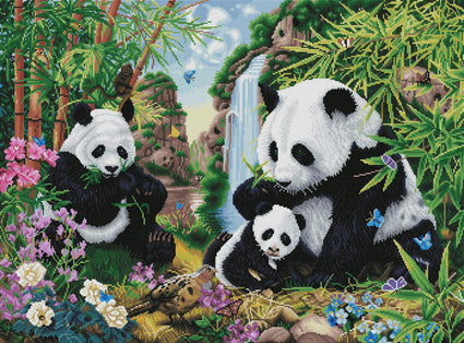 Diamond Painting Panda Valley 34.6" x 25.6″ (88cm x 65cm) / Square with 62 Colors including 3 ABs / 90,039