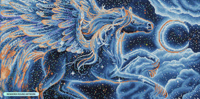 Diamond Painting Pegasus Constellation 34" x 17" (85.7cm x 42.6cm) / Round With 22 Colors Including 1 ABs and 5 Fairy Dust Diamonds and 1 Iridescent Diamonds / 46,512