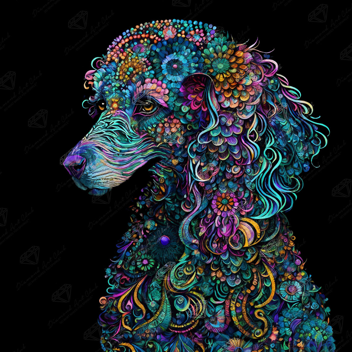 Diamond Painting Penny the Pretty Poodle 25.6" x 25.6" (65cm x 65cm) / Square with 51 Colors including 2 ABs and 4 Fairy Dust Diamonds / 68,121