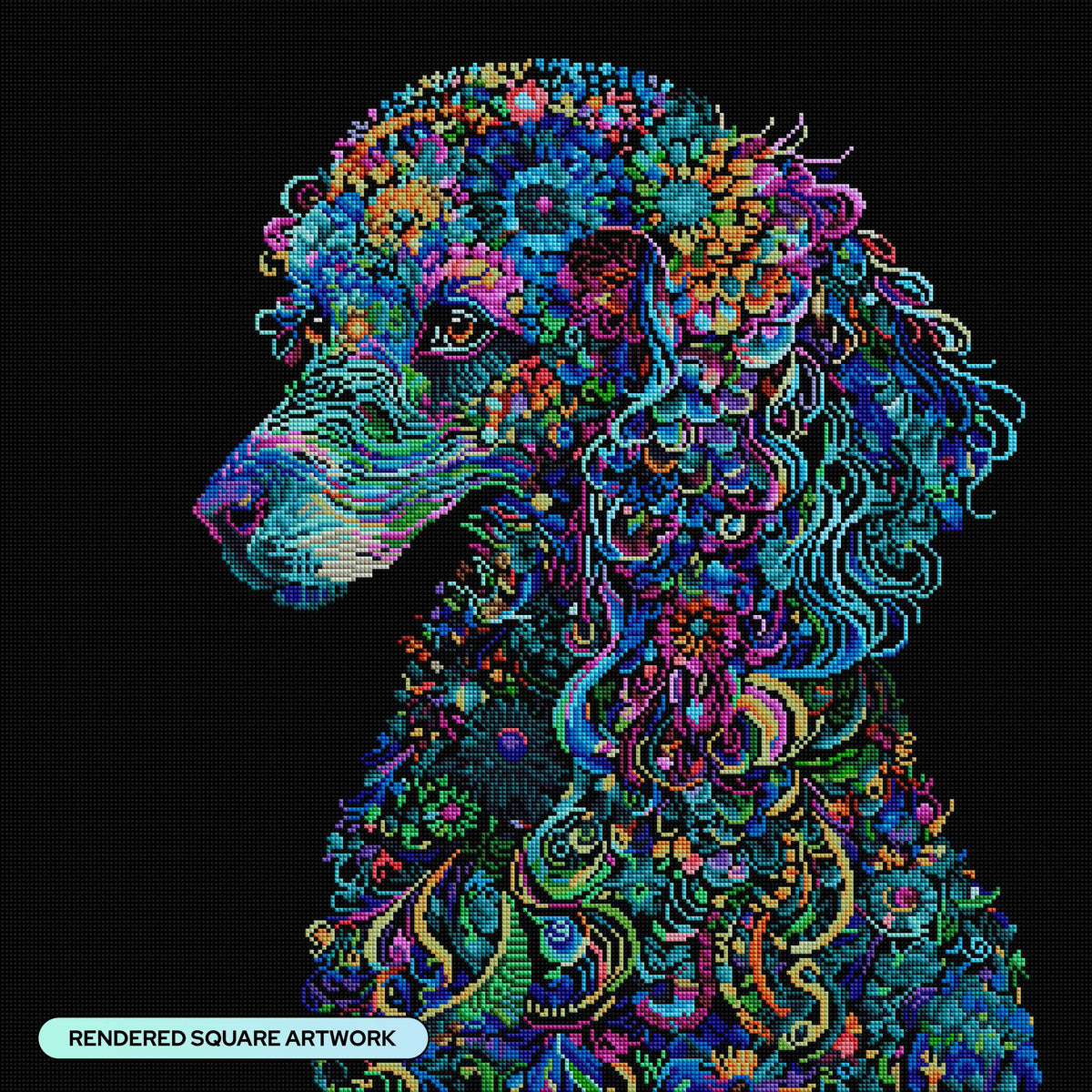 Diamond Painting Penny the Pretty Poodle 25.6" x 25.6" (65cm x 65cm) / Square with 51 Colors including 2 ABs and 4 Fairy Dust Diamonds / 68,121