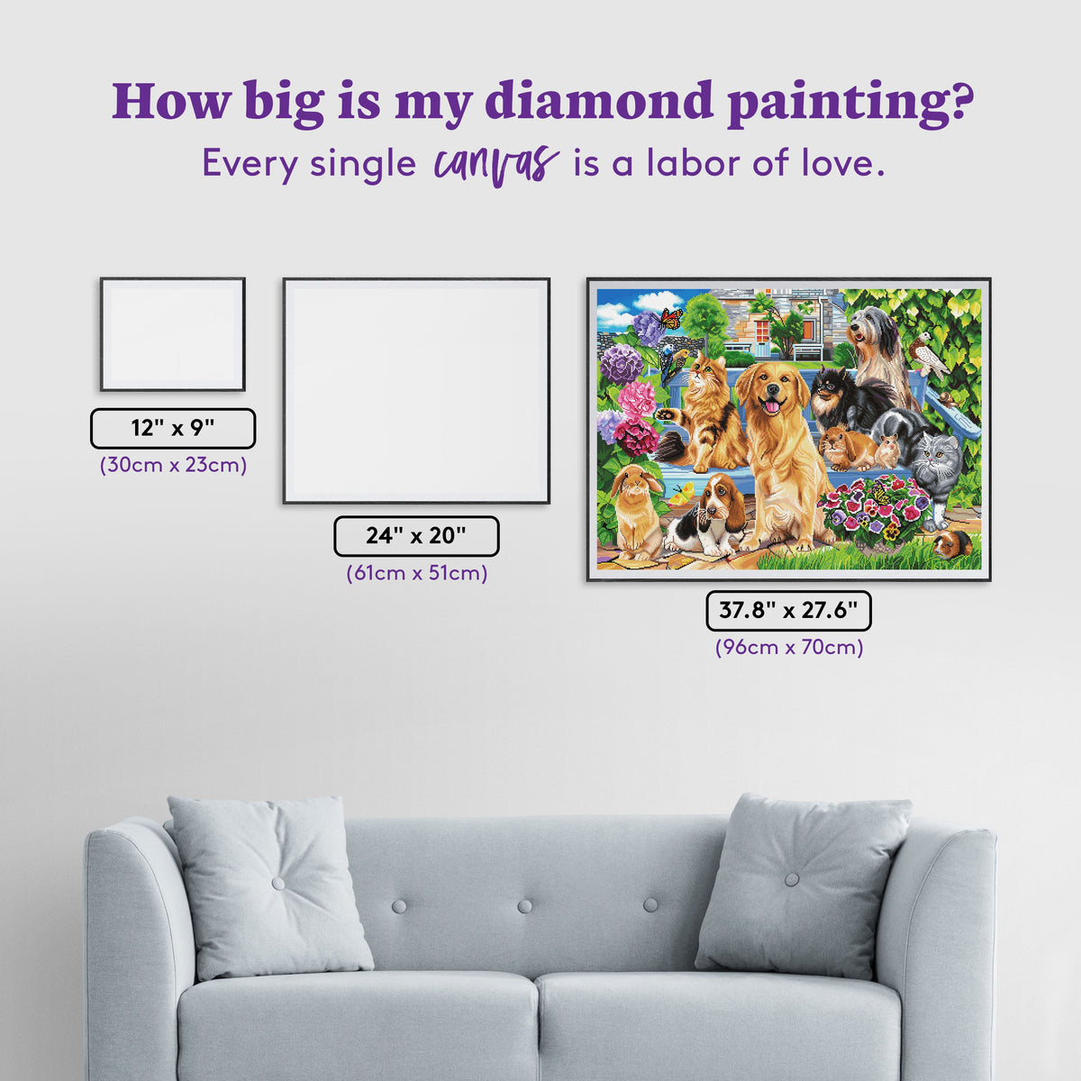 Diamond Painting Pets 37.8" x 27.6" (96cm x 70cm) / Square with 77 Colors including 2 ABs and 3 Fairy Dust Diamonds / 108,185