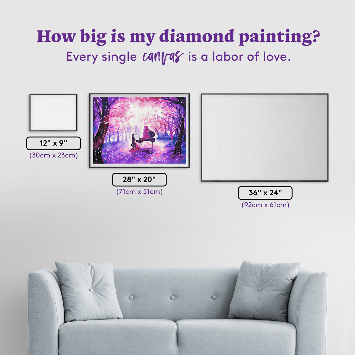 Diamond Painting Piano Dream 20" x 28″ (51cm x 71cm) / Square with 29 Colors including 3 ABs / 56,964