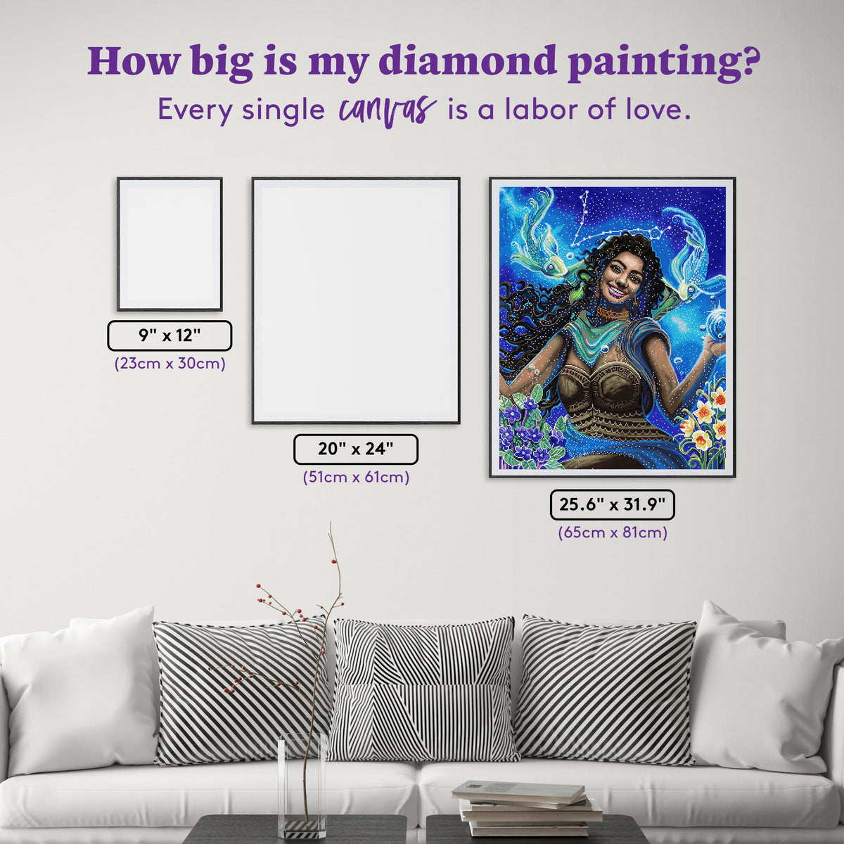 Diamond Painting Pisces 25.6" x 31.9" (65cm x 81cm) / Square with 67 colors including 3 ABs, 1 Electro Diamonds, 3 Fairy Dust Diamonds and 1 Special Diamonds / 84,749