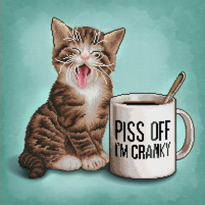 Diamond Painting Piss Off I'm Cranky Kitten 20" x 20″ (51cm x 51cm) / Square with 28 Colors including 4 ABs / 15,774