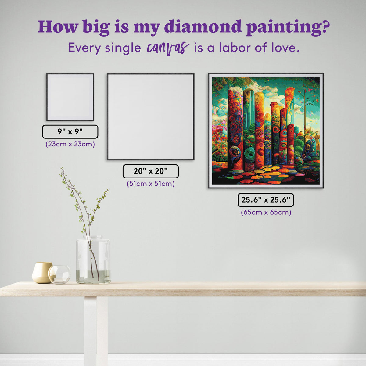 Diamond Painting Poles of Color 25.6" x 25.6" (65cm x 65cm) / Square with 61 Colors including 3 ABs and 3 Fairy Dust Diamonds / 68,121