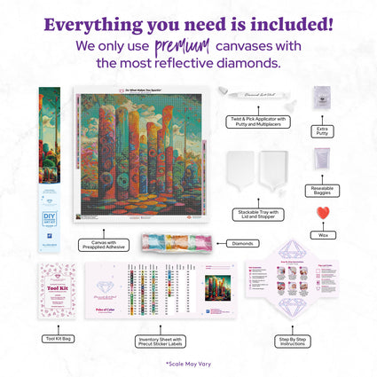 Diamond Painting Poles of Color 25.6" x 25.6" (65cm x 65cm) / Square with 61 Colors including 3 ABs and 3 Fairy Dust Diamonds / 68,121