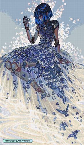 Diamond Painting Porcelain Dress 22" x 38" (55.8cm x 96.8cm) / Square with 51 Colors including 2 ABs and 2 Fairy Dust Diamonds / 87,136