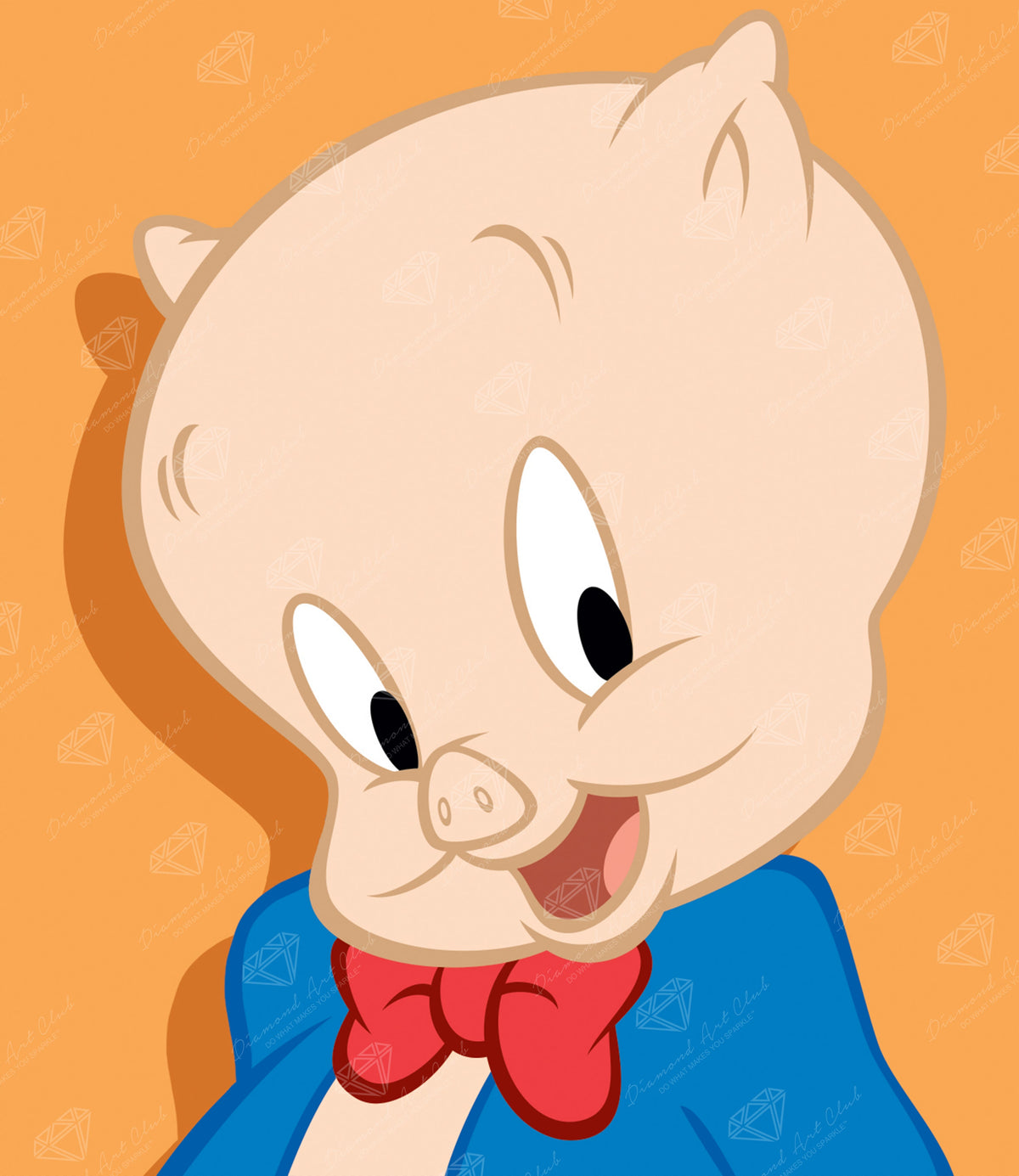 Diamond Painting Porky Pig™ 13" x 15" (32.8cm x 37.8cm) / Round With 12 Colors Including 1 Fairy Dust Diamonds / 15,795