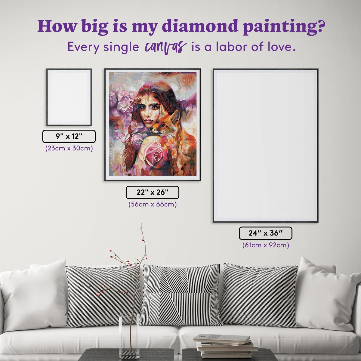 Diamond Painting Protégé 22" x 26″ (56cm x 66cm) / Round with 60 Colors including 4 ABs / 46,765