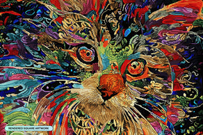 Diamond Painting Psychedelic Maine Coon Cat 38.6" x 25.6" (98cm x 65cm) / Square with 60 Colors including 6 ABs / 102,573