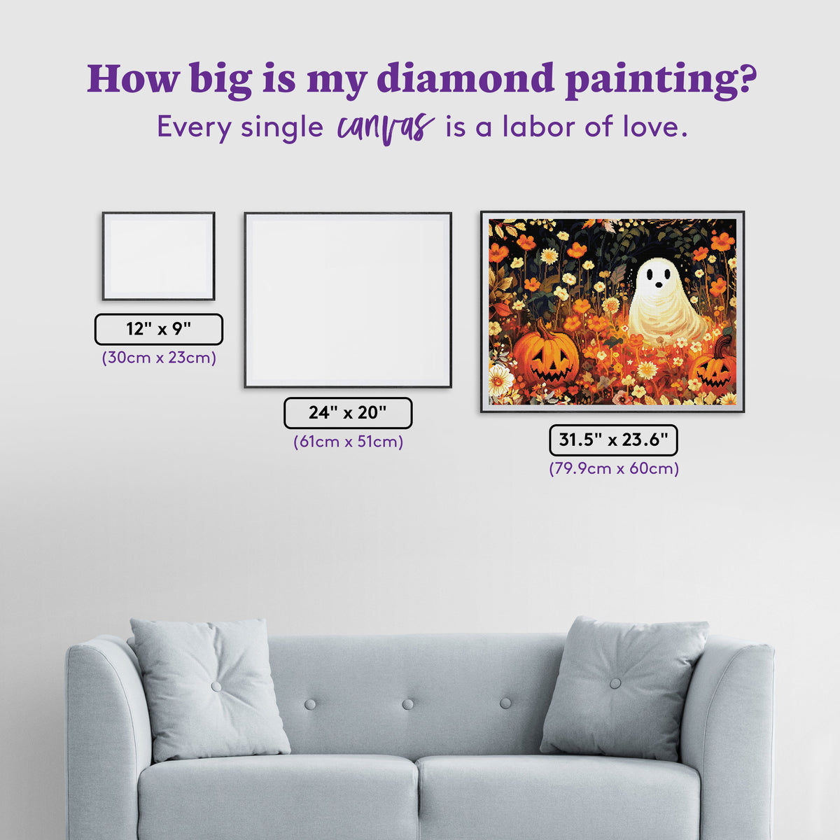 Diamond Painting Pumpkin Picking 31.5" x 23.6" (79.9cm x 60cm) / Square with 62 Colors including 2 ABs and 3 Fairy Dust Diamonds / 77,361