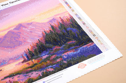 Diamond Painting Purple Mountain Majesty 17" x 13" (42.6cm x 32.8cm) / Round with 47 Colors including 1 AB and 3 Fairy Dust Diamonds / 17,784
