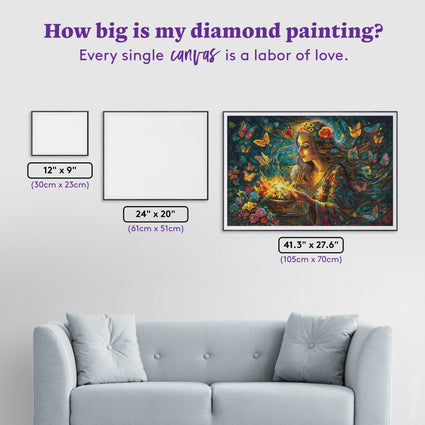 Diamond Painting Reborn 41.3" x 27.6" (105cm x 70cm) / Square with 56 Colors including 2 ABs and 3 Fairy Dust Diamonds / 117,880