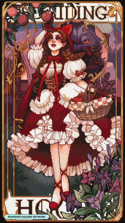 Diamond Painting Red Riding Hood 20.5" x 36.5" (52cm x 92.6cm) / Square with 56 Colors including 6 Fairy Dust Diamonds / 77,748