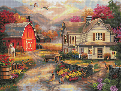 Diamond Painting Relaxing on the Farm 29" x 22″ (74cm x 56cm) / Round with 64 Colors including 4 ABs / 52,536