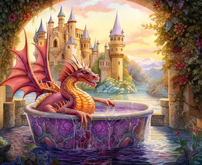 Diamond Painting Relaxing Royal Dragon 33.9" x 27.6" (85.9cm x 69.9cm) / Square with 97 Colors including 3 ABs and 5 Fairy Dust Diamonds / 96,945