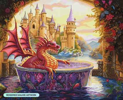 Diamond Painting Relaxing Royal Dragon 33.9" x 27.6" (85.9cm x 69.9cm) / Square with 97 Colors including 3 ABs and 5 Fairy Dust Diamonds / 96,945