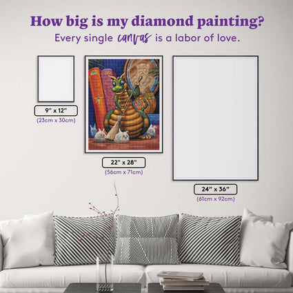 Diamond Painting Rounding Up the Dust Bunnies 22" x 28″ (56cm x 71cm) / Square with 54 Colors including 2 ABs / 62320