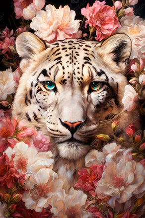 Diamond Painting Sabrina the Snow Leopard 22" x 33" (55.6cm x 83.7cm) / Round with 53 Colors including 2 ABs and 4 Fairy Dust Diamonds / 61,408