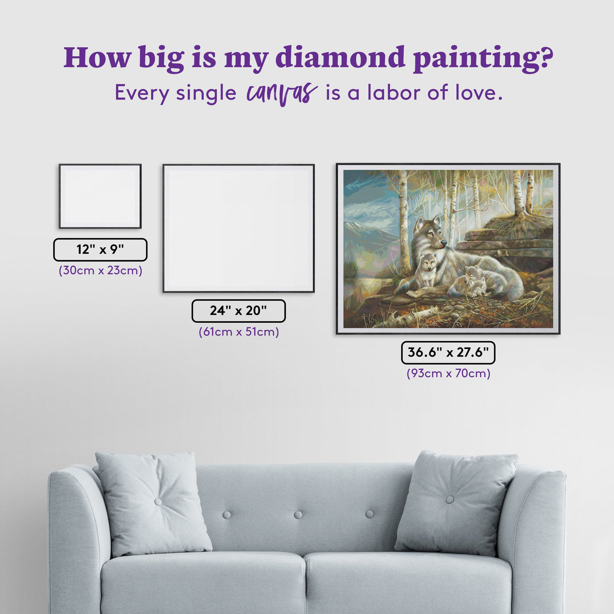 Diamond Painting Safe and Sound 36.6" x 27.6" (93cm x 70cm) / Square with 74 Colors including 2 ABs and 3 Fairy Dust Diamonds / 104,813