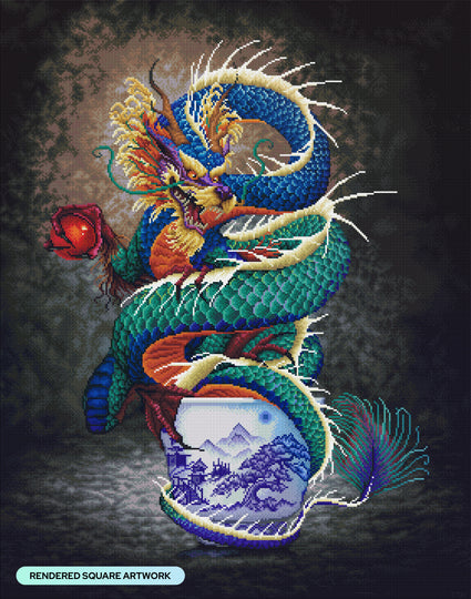 Diamond Painting Sake Dragon 27.6" x 35" (69.9cm x 88.9cm) / Square with 71 Colors including 2 ABs and 6 Fairy Dust Diamonds / 100,317