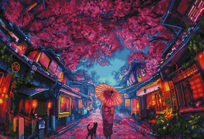 Diamond Painting Sakura Festival 37.4" x 25.6″ (95cm x 65cm) / Square with 45 Colors including 4 ABs / 97,265