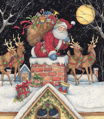 Diamond Painting Santa in Chimney 22" x 25″ (58cm x 64cm) / Square with 49 Colors including 4 ABs / 55,912