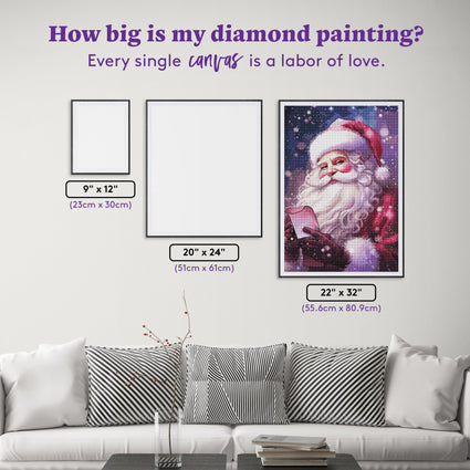 Diamond Painting Santa's List 22" x 32" (55.6cm x 80.9cm) / Round with 69 Colors including 2 ABs and 1 Fairy Dust Diamond / 59,388