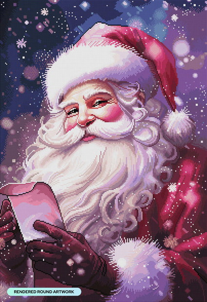 Diamond Painting Santa's List 22" x 32" (55.6cm x 80.9cm) / Round with 69 Colors including 2 ABs and 1 Fairy Dust Diamond / 59,388