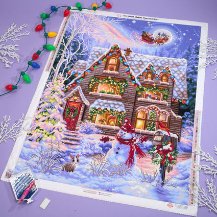 Diamond Painting Santa's Sleigh Ride 27.6" x 36.6" (69.9cm x 92.8cm) / Square with 64 Colors including 3 ABs and 3 Fairy Dust Diamonds / 104,813