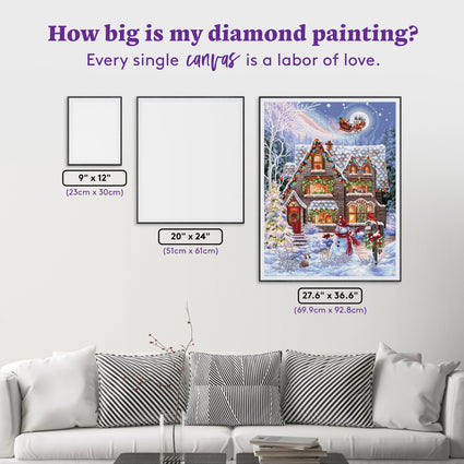 Diamond Painting Santa's Sleigh Ride 27.6" x 36.6" (69.9cm x 92.8cm) / Square with 64 Colors including 3 ABs and 3 Fairy Dust Diamonds / 104,813