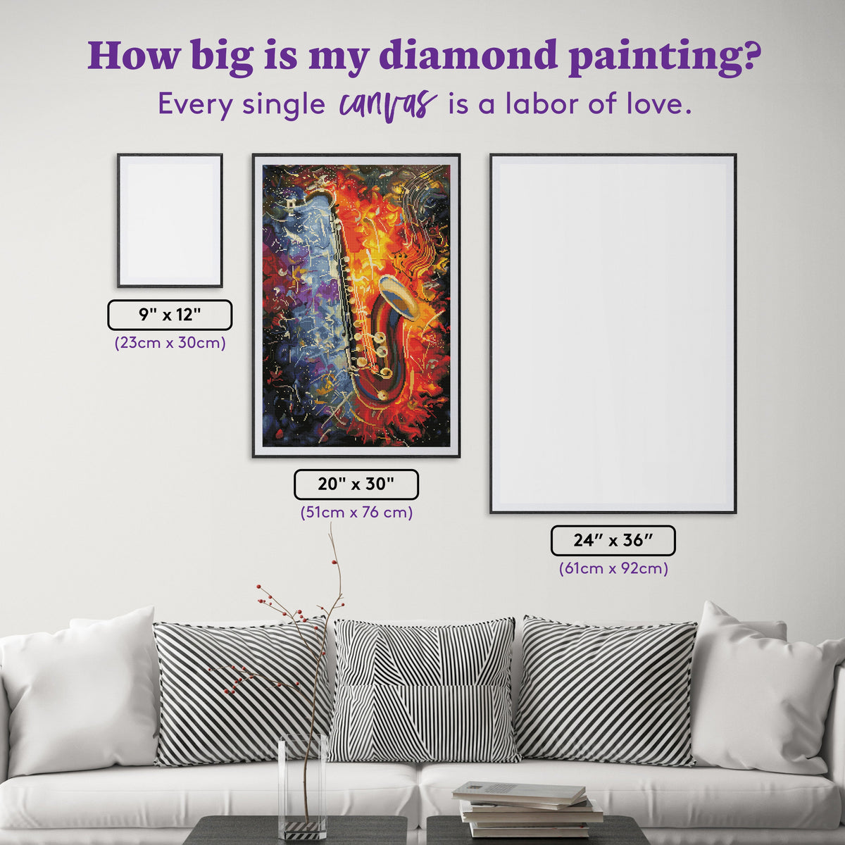 Diamond Painting Saxophone 20" x 30″ (51cm x 76cm) / Square with 52 Colors including 2 ABs / 60,704